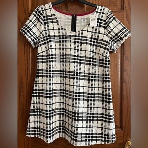 NWT black white tartan mini short dress top blouse motherhood pregnant. Medium